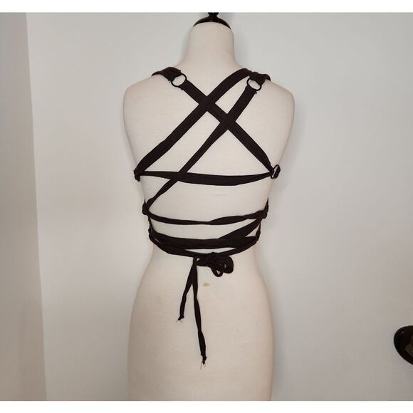 Dolls Kill CLUB EXX Brown Strappy Back Top SIZE L NWT - Picture 2 of 5